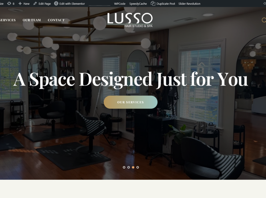 Featured image of the new website for Lusso Hair Studio & Spa in Winston-Salem, NC.