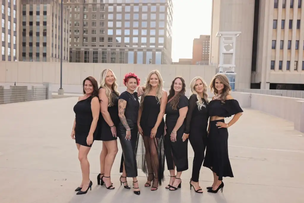 Group picture of hairstylists at Lusso Hair Studio & Spa in Winston-Salem, NC